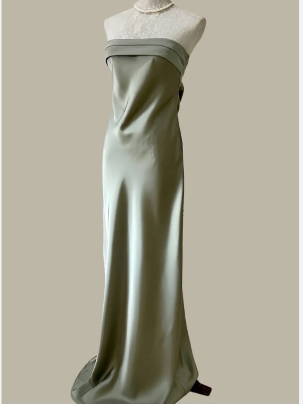 AKIRA Strapless Slip Dress in Olive Sage - Picture 2 of 11